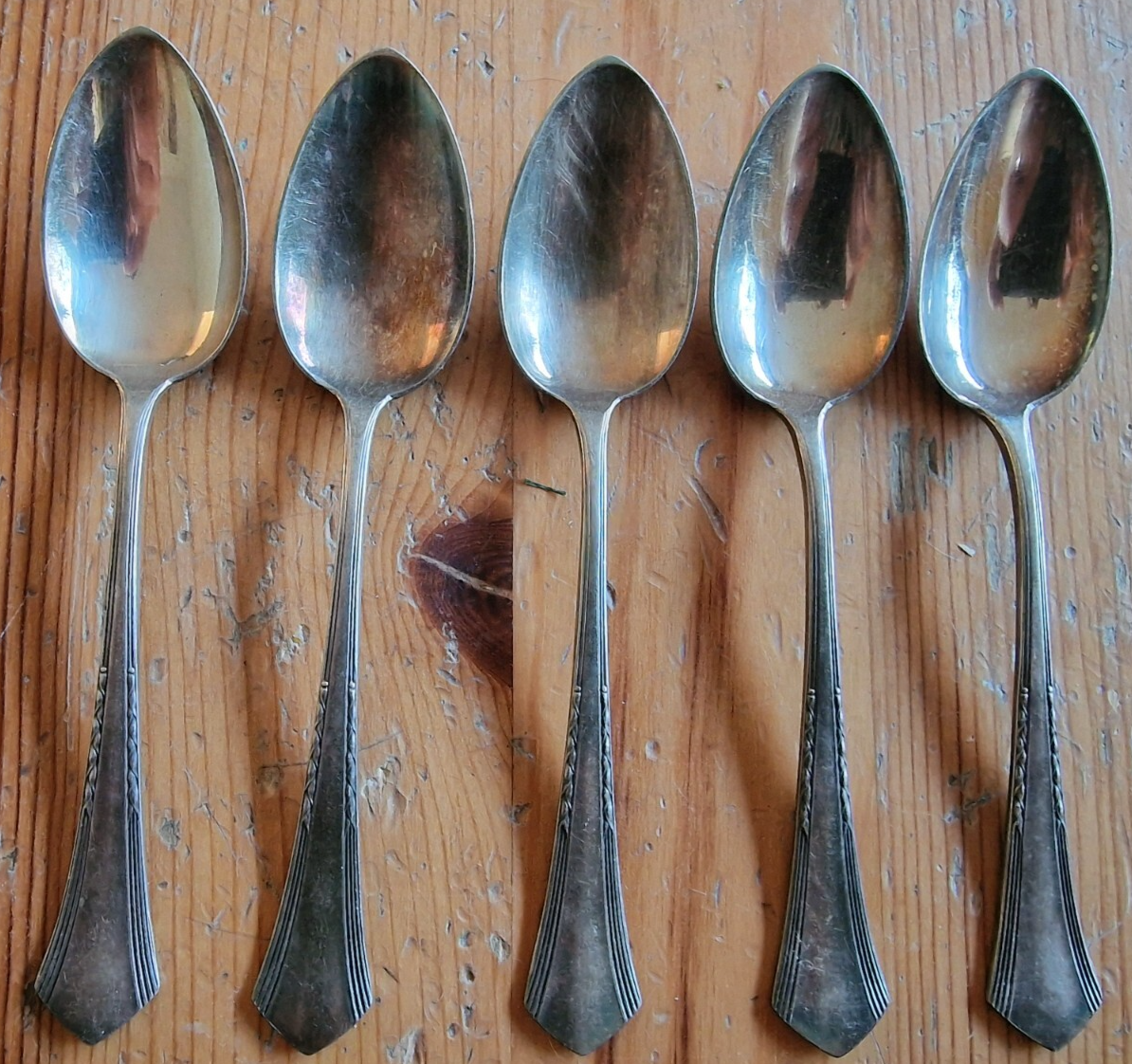 RK 90 Silberlöffel, 5 Stück, Antiquität